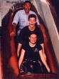 Dall'alto il mio babbo, io e la mia amica Cry sul Colorado Boat, a Gardaland.